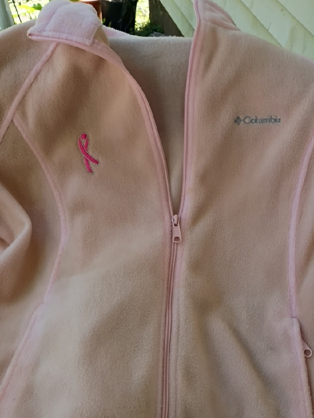 Columbia Light Pink Fleece Jacket with Ribbon Accent